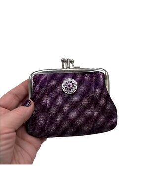 Purple Flower Micro Purse Snap Jewelry Credit Card Clutch Great Gift! NWT